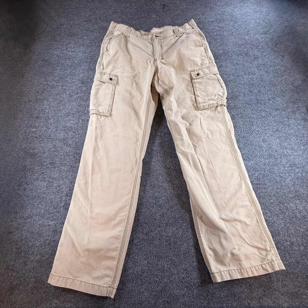 Carhartt Mens Relaxed Straight Leg Cargo Pants Tan Khaki Cotton Canvas 36x32